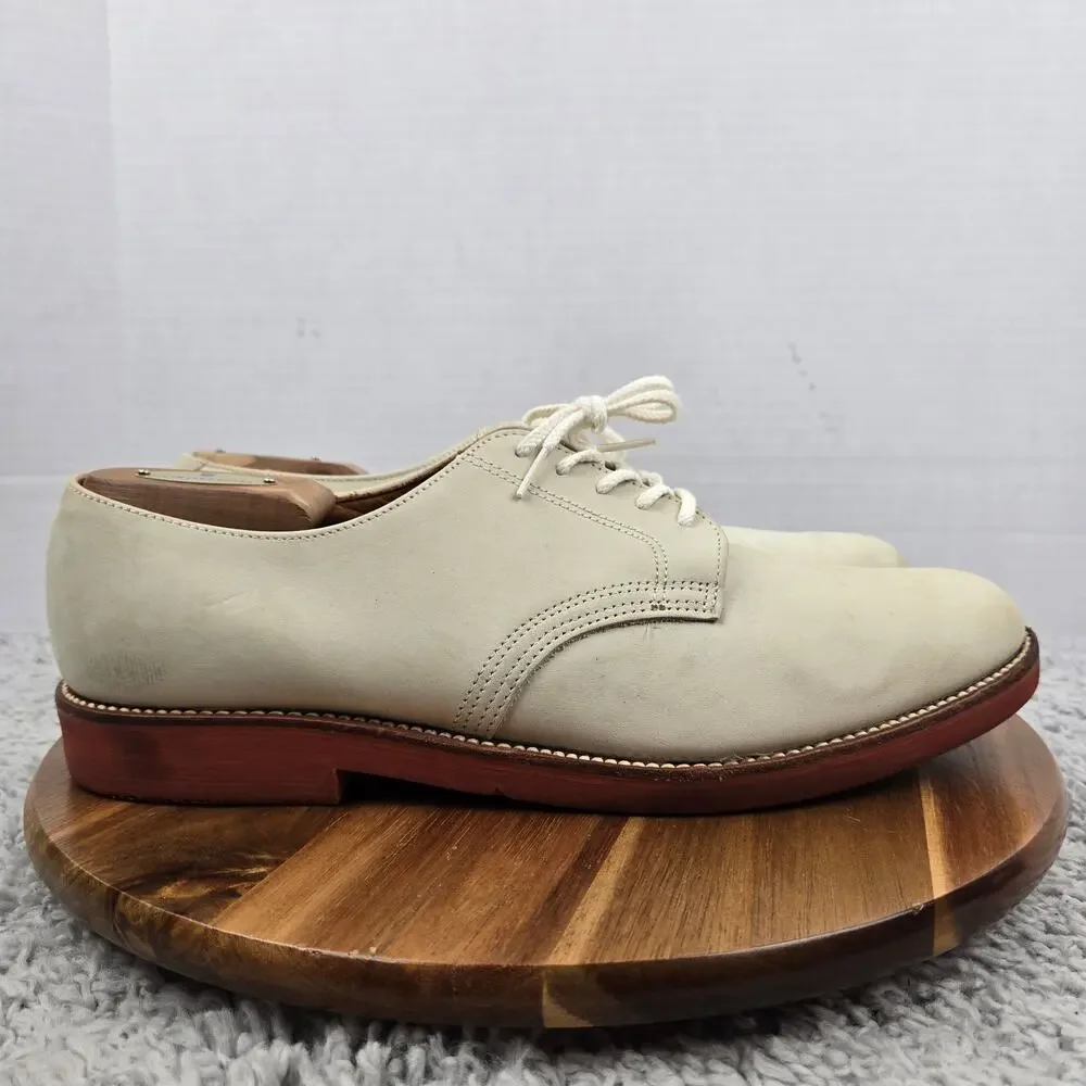 Brooks Brothers Men 11.5D White Nubuck Suede Derby Oxford Dress Shoe Made in USA